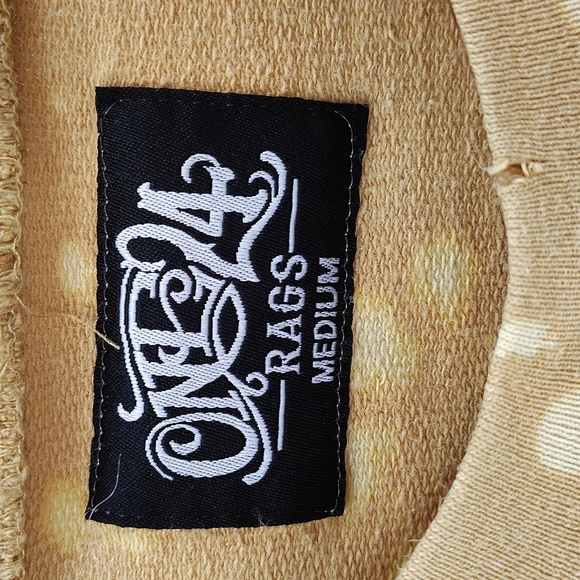 One24 Rags Western Graphic Crew neck Size Medium Bleach Dyed Yellow - Picture 2 of 4